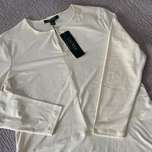 NWT LAUREN Ralph Lauren MORN CREAM Keyhole Tunic Top - Size Large